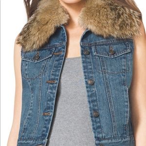Michael Kors Fur Trim denim vest